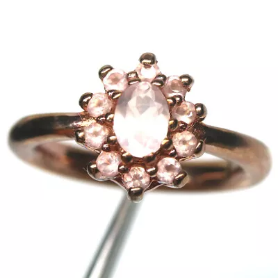 Gemstone Rose Quartz Jewelry Ring 925 Silver Rose Gold Size 6.5 • $9.99