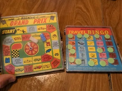 Vintage 60's Magnetic Grand Prix & Travel Bingo In Plastic Cases - Complete 896 • $4.60