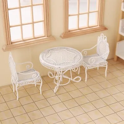 3Pcs Doll House Furniture Dollhouse 1/12 Scale Miniature Table Chairs Set Garden • $16.69