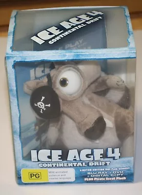 Ice Age 4 Continental Drift Blu-ray & Pirate Scrat Plush • $29.99