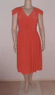 $29.95 • Buy ASOS CURVE Coral Stretch Rushed V Neck Casual Occasion Dress Sz UK 20 AU 18