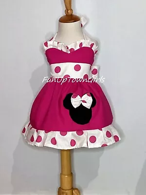 Girls Disney Birthday Pink Minnie Mouse Sweetheart Halter Dress 12 M To 6 Y • $34.99