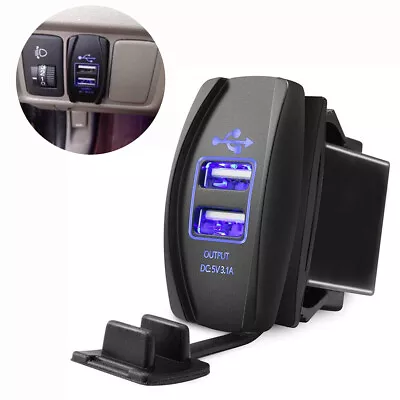 1x Car 5V 3.1A Dual USB Phone Charger Blue LED Indicator Power Supply Waterproof • $10.39