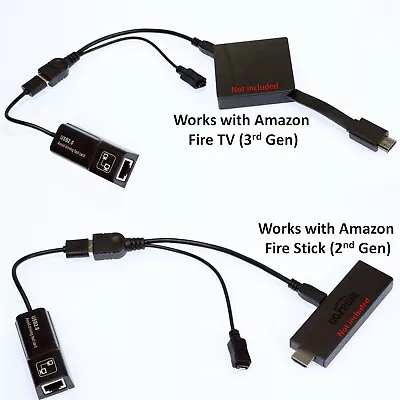 Ethernet Adapter & USB OTG Y Cable Splitter For Amazon Fire Stick - Brand New  • $11.44