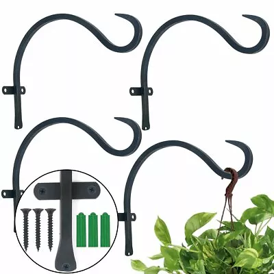 Iron Wall Hanging Bracket Art Plant Hanger Holder Home Garden Decor Hook 4 Pack • $24.86