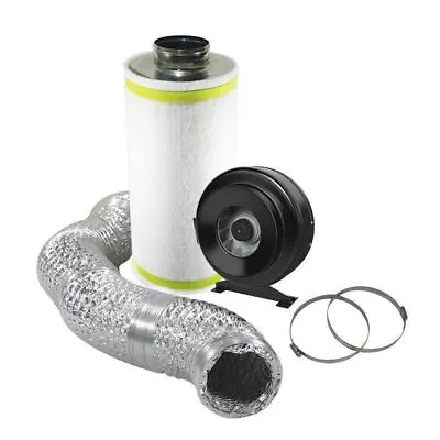 4'' Carbon Filter Kit Inline Fan Ducting Acoustic Ventilation Hobby Hydroponics  • £58.05