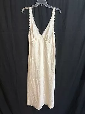 Vanity Fair Beige Nightgown Style 10-629 Size 36 30”/42 Nylon / Lace Adj Strap • $15