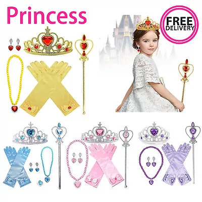 Little Girls Princess Dress Up Accessories For Belle Glove Tiara Crown Necklace • $9.99