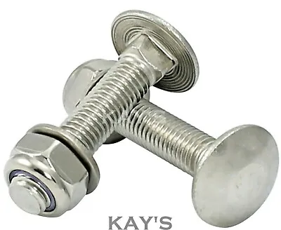 £3.15 • Buy M6 Carriage Bolts Nyloc Nuts Washers Cup Square Coach Screws A2 Stainless Steel