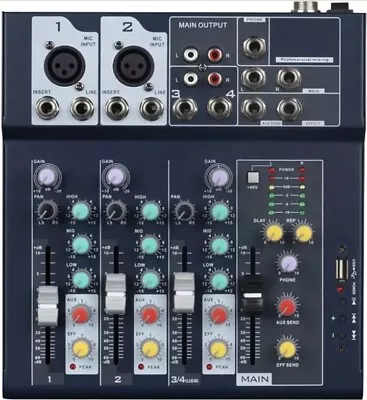 Weymic Professional Mixer | 4-Channel 2-Bus Mixer For Recording DJ Stage Karaoke • £67.49