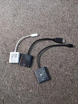 Mini Display Port Thunderbolt To VGA Bundle W USB-C To VGA And Hdmi Adapter • £8