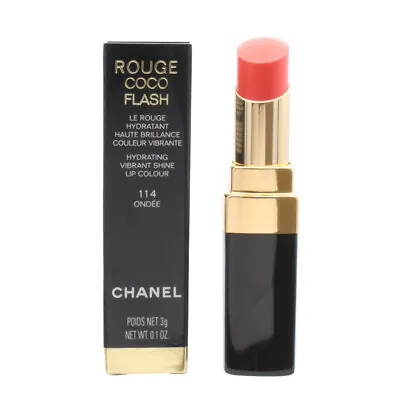 Chanel Coral Lipstick Rouge Coco Flash Hydrating Vibrant Shine 114 Ondee 3g • £36.50