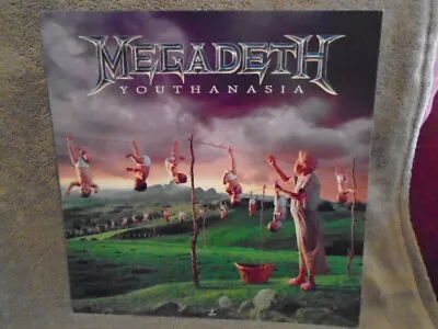 RARE PROMO Megadeth LP FLAT POSTER Youthanasia Metallica 1994 Thrash Mustaine ! • $19.99