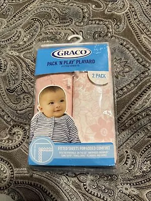 Graco Pack 'n Play Playard Fitted Sheets 2 Pack Calli Pink White NEW • $9.99