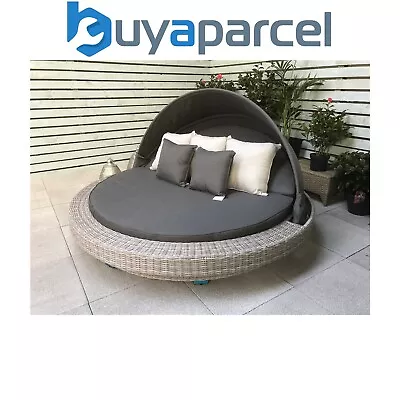 Signature Weave Madison Wicker Garden Large Day Bed Sun Lounger Canopy Grey • £1318.35