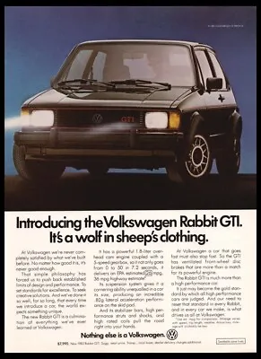 VW Volkswagen Rabbit GTI 1980s Car Photo Print Ad-1983 Man Cave Garage Décor • $7.96