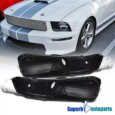 Fits 2005-2009 Ford Mustang Front Bumper Lights Signal Lamps Black 05-09 Pair • $58.88