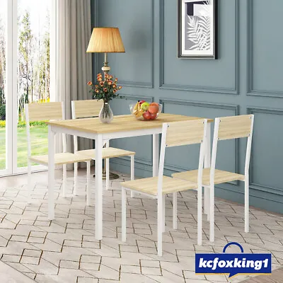 $209.49 • Buy Dining Room Kitchen Breakfast Dinner Table And Chairs Furniture Set Oak White