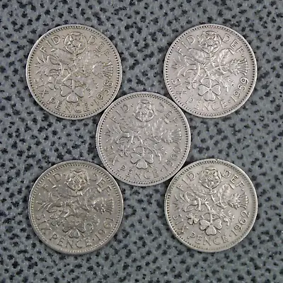£1.99 • Buy Sixpence 1958 To 1962 X 5 Date Run Small Job Lot Elizabeth II Copper-Nickel