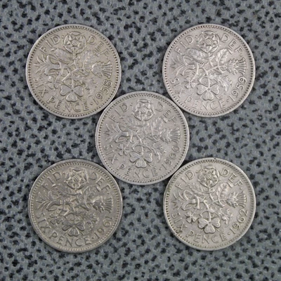 £1.99 • Buy Sixpence 1958 To 1962 X 5 Date Run Small Job Lot Elizabeth II Copper-Nickel