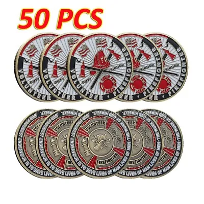 50PCS Fire Dept Medal Duty Honor Retro Volunteer Firefighter Challenge Coin Gift • $71.56