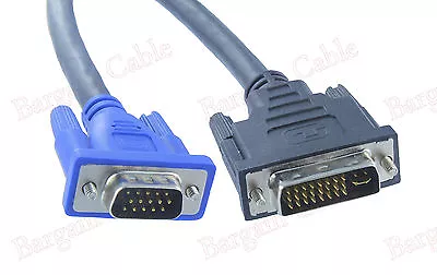 15FT DVI-I Dual Link (24+5) Male To VGA Male Video PC Monitor Cable Cord • $9.98