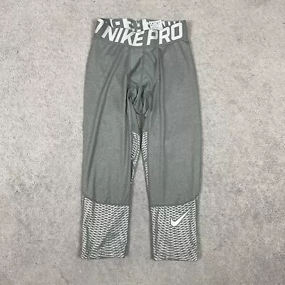 Nike Pro Tights Mens Medium Gray Hypercool 3/4 Compression Training Dri-Fit Gym • $24.88