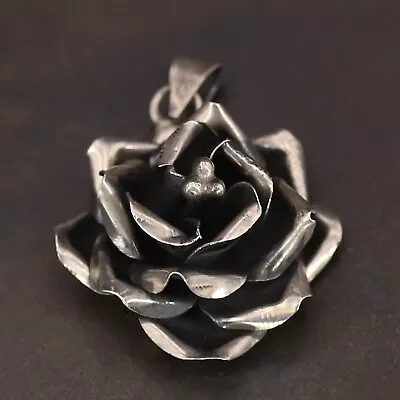 VTG Sterling Silver - MEXICO TAXCO Rose Flower Necklace Pendant - 5g • $6.50