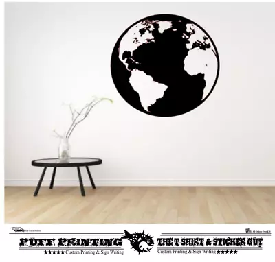 MAP OF THE WORLD GLOBE Wall Art Stickers Office Bedroom Large Vinyl Decor • £13.99