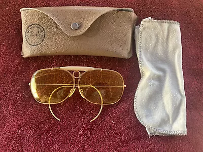 Vtg. Ray-Ban Yellow Lens Aviator/Shooting Glasses W/Case--Free Ship • $127.49