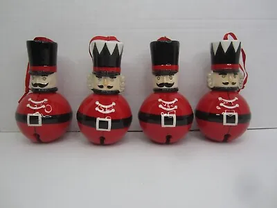 Lot Of 4  Festive Red And Black Ceramic Nutcracker Bell Ornaments 5.5  Tall EUC • $49.99