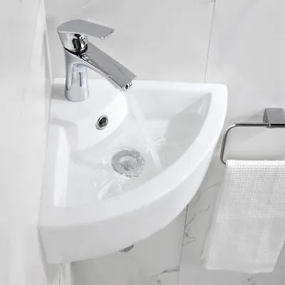 Small Quarter Corner Basin Sink For Cloakroom Bathroom Hand Wash Sink Wall Hung • £29.90