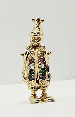 Large Clown Pendant Hallmarked 9ct Yellow Gold Multi Stones • £380