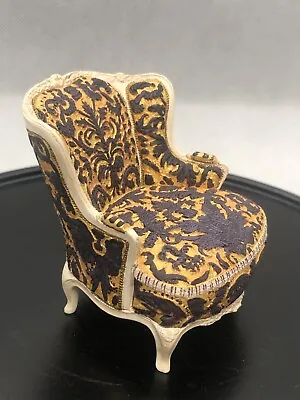 Vtg Miniature Dollhouse Upholstered Metal Mrs Vanderbilts Chair Raine Designs • $36