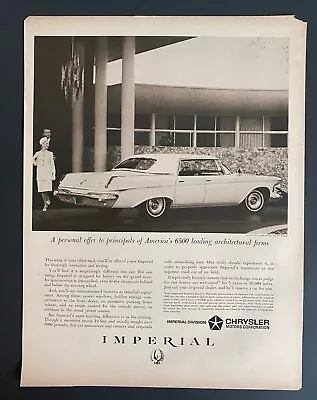 Chrysler 1963 Vintage Ad Imperial Personal Offer Principals Architectural Firms  • $6.99