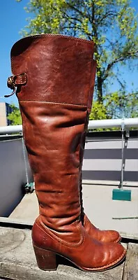 FRYE Whisky Brown Leather Jane Over The Knee Boots Women's 7.5 #77595 $428 MSRP • $45.95