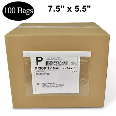 7.5  X 5.5  Clear Adhesive Packing List Pouches Shipping Label Envelopes 100 Pcs • $12.89