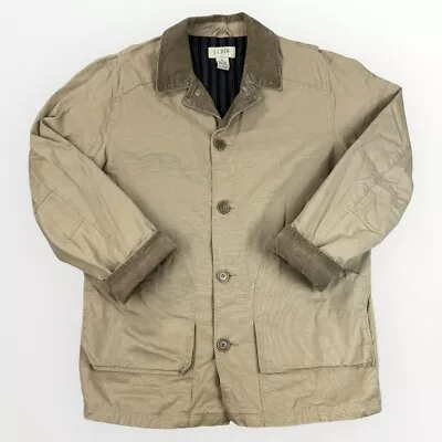 J Crew Chore Coat Mens M Barn Jacket Cottage Canvas Tan Lined Corduroy Collar • $45