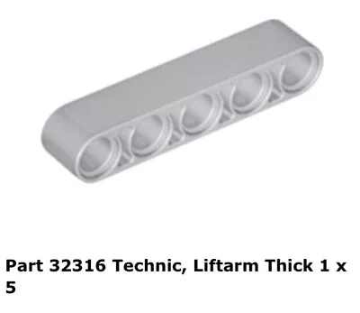 Lego 2x 32316 Light Bluish Gray Technic Liftarm Thick 1 X 5 8039 • $6.46