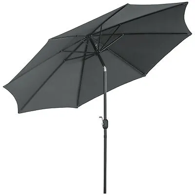 Outsunny 3(m) Patio Umbrella Outdoor Sunshade Canopy W/ Tilt & Crank Dark Grey • £45.99