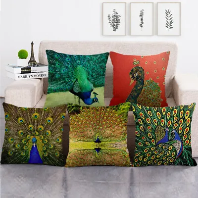 £4.79 • Buy Peacock Cushion Covers 45 X 45 Cm Animal Pillow Covers For Home Outdoor Decor