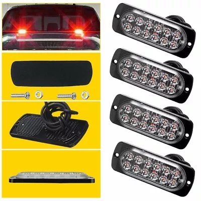 4x 12 Bright Red LEDs Emergency Hazard Dash Beacon Strobe Light Bar Foglights • $16.99