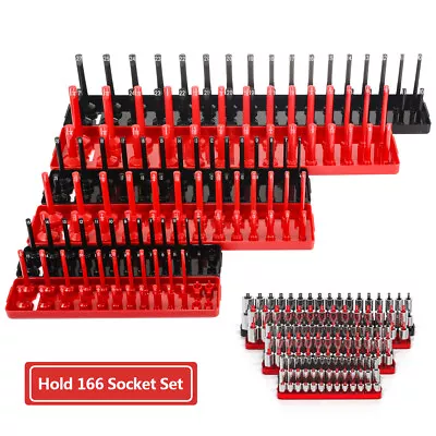 6pcs Socket Organizer Tray Set Hold 90 Metric&76 SAE Socket 1/4  3/8  1/2  Drive • $25.99