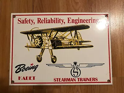 Vintage Boeing Aircraft Sign - Aviation Hangar Gas Pump Airplane Porcelain Sign • $65