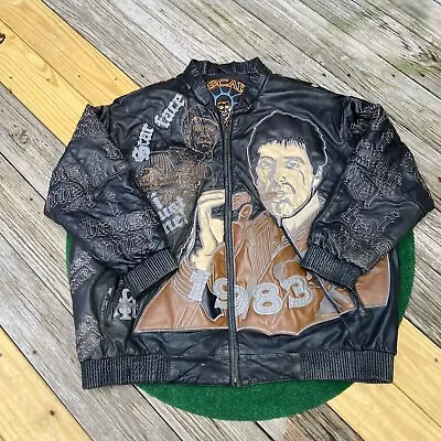 Vintage SCARFACE Leather Jacket Embroidered Men's Size 5XL  *has Wear** • $99.99