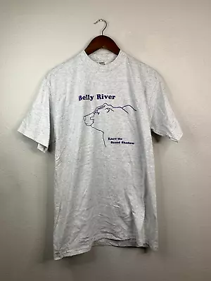 1990s Vintage Jerzees Large Belly River Know The Sacred Shadow Gray T-Shirt VTG • $20