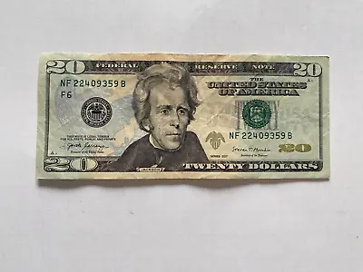 USA Real Money $20 Paper Money TWENTY DOLLARS Serial # NF 22409359 B Note 2017 • $29.99