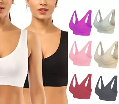 Women Girls Bra Sports Style Seamless Comfort Stretch Shapewear GYM Wear Vest • £4.49