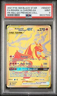 Reshiram & Charizard GX SM Pokemon Black Star Promo SM247 Gold Holo PSA 9 MINT • $69.99