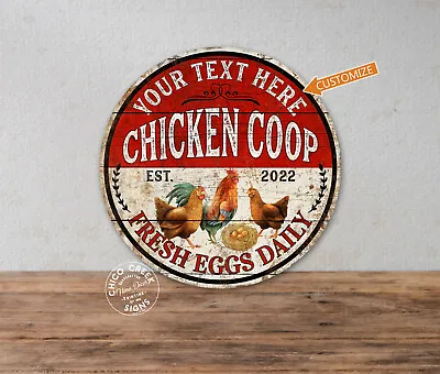 Personalized Chicken Coop Sign Fresh Eggs Rooster Poultry Garden 100142002014 • $25.95